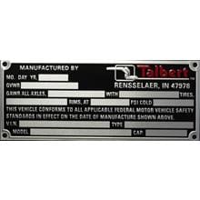 anodized aluminum nameplate for Talbert